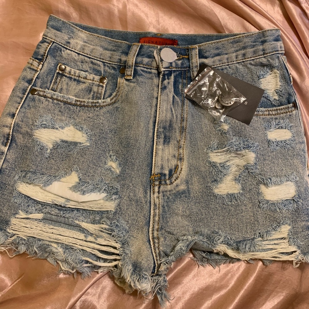 Distressed Denim Shorts